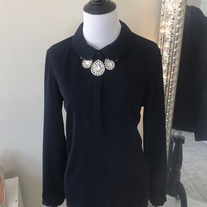 J.Crew Navy Peter Pan Collar Blouse